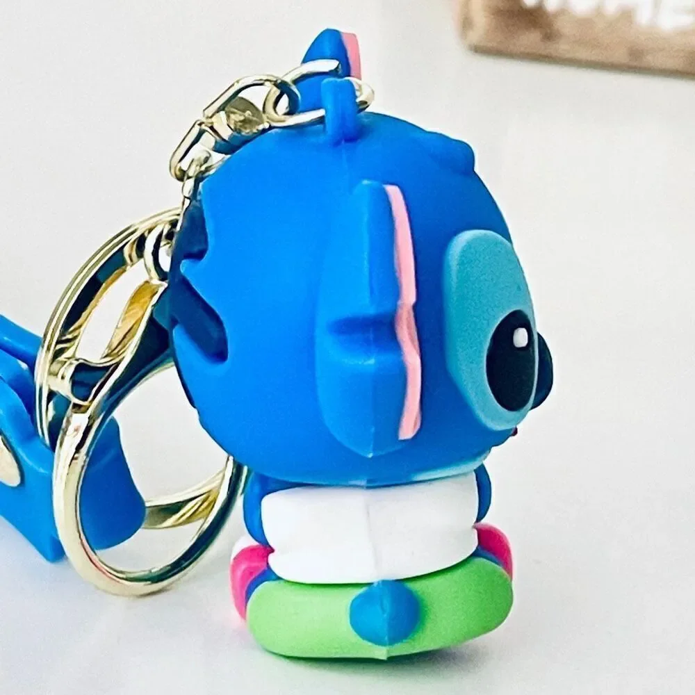 NWT Disney We love Stitch Voodoo Doll Blue Wristlet Key holder Keyring Keychain
